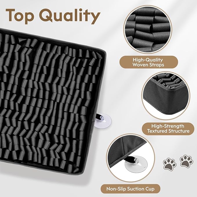 FunFurry Snuffle Mat for Dogs, Dog Puzzle Mat, Interactive Dog Toys for Enrichment,Sniff Mats with Non-Slip Backing,Suitable for Breeds and Sizes of Dogs (Black, 17" X 15")