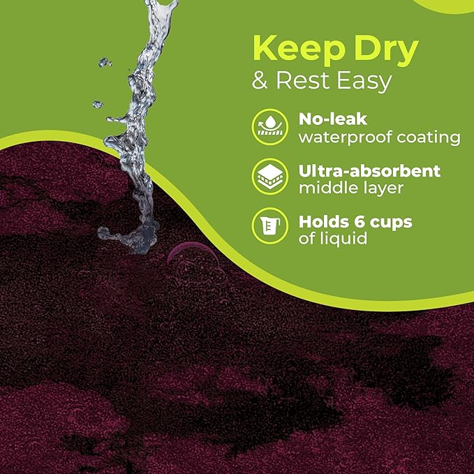PeapodMats Bedwetting & Incontinence Waterproof Bed Mat - Reusable Underpad. Secure Placement & Breathable. Washable. Enviro Friendly 3x5 (Plum) Mattress Protector & Pee Pad for Kids & Adults