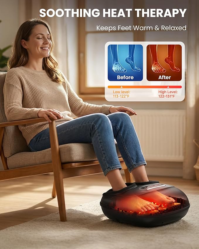 CILI Foot Massager with Heat, Shiatsu Foot Massager for Neuropathy & Plantar Fasciitis Relief, Heated Feet Massager with Deep Kneading,Compression,Vibration,Mothers Day Gifts for Mom, FSA Eligible HSA