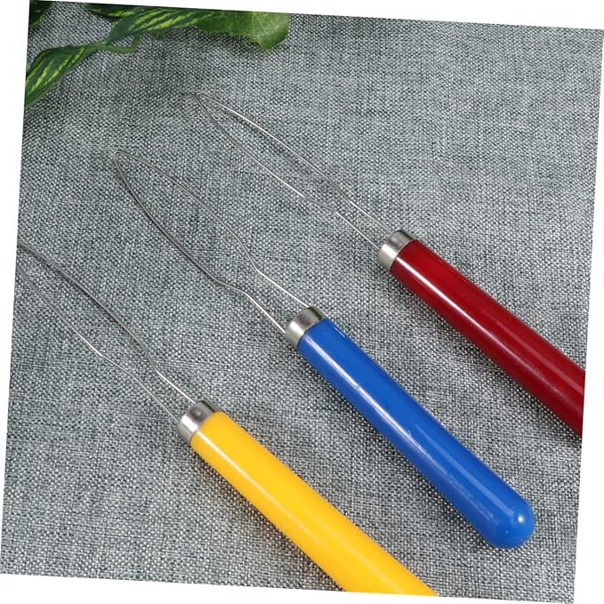 Stainless Steel Button Hook Helper Ziers Button Assist Device Ergonomic Grip Red Yellow Patterns for Elderly Disabled