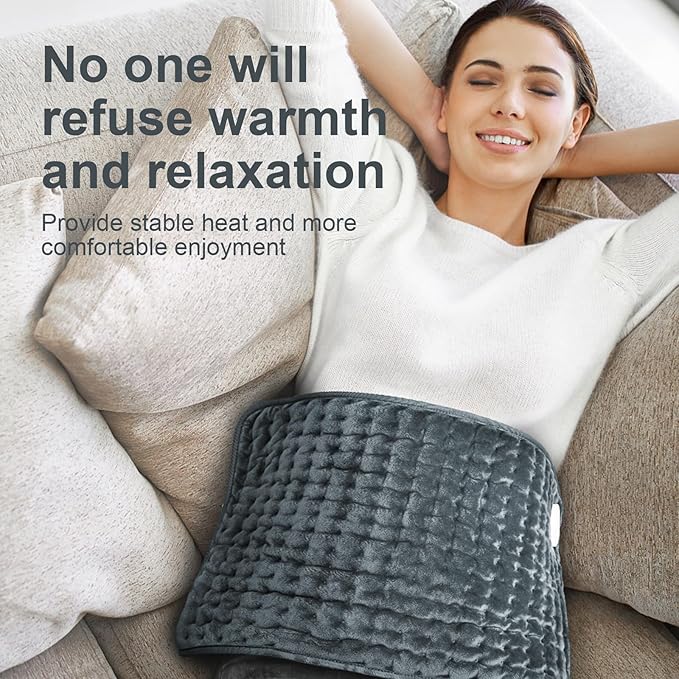 Heating Pad for Back, Electric Heating Pads for Cramps/Abdomen/Waist/Shoulder with 6 Heat Settings and Auto-Off, Moist/Dry Heat pad, Mothers Day Gifts for Mom Women Wife Grandma, 12" x 24"(Dark Gray)