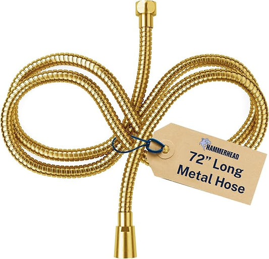 HammerHead Showers Solid Metal Shower Hose Attachment for Showerhead, Extra-Long 72-Inch Universal Replacement Hose for Hand held Shower, Brushed Gold