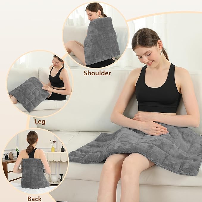 ESTINGO Weighted Heating Pad Large, Electric Heating Pad for Back Neck Shoulder Pain Relif, 3.7LBS Heat Pad for Period Cramps with 2H Auto Shut Off and 4 Heating Levels, 18"x33" Dark Grey