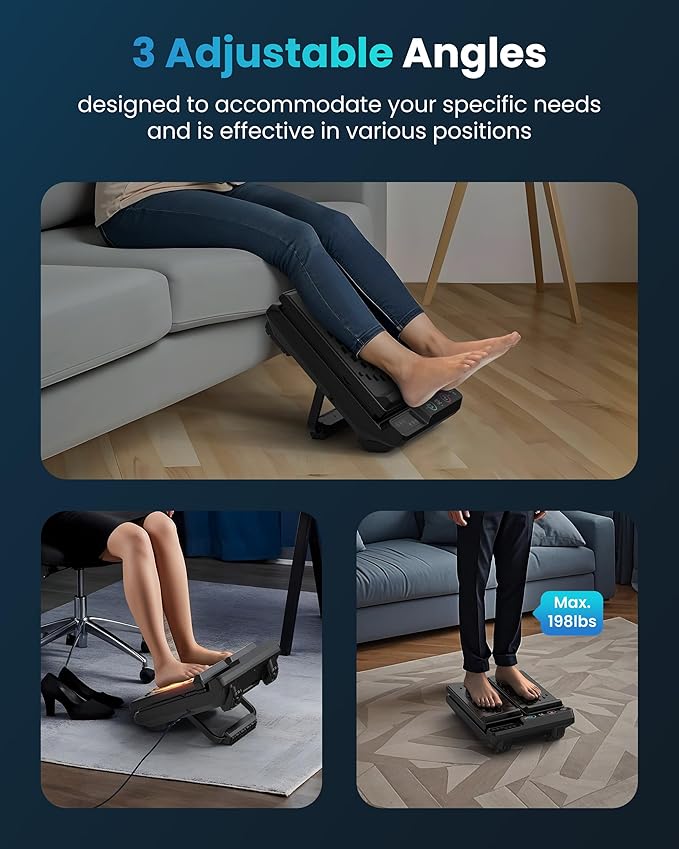 Foot Massager for Neuropathy,Plantar Fasciitis, High-Frequency Vibration Feet Massager with Heat, 30 Speed Levels & 3 Angles Relax Calf Leg and Foot for Circulation Pain Relief, Remote Control