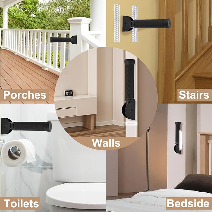 Doorway Flip Assist Handle, Folding Grab Bar Wall Handles for Seniors - Safety Handrails for Steps - for The Elderly, Disabled, and People with Limited Mobility, Supports Up to 300 Pounds