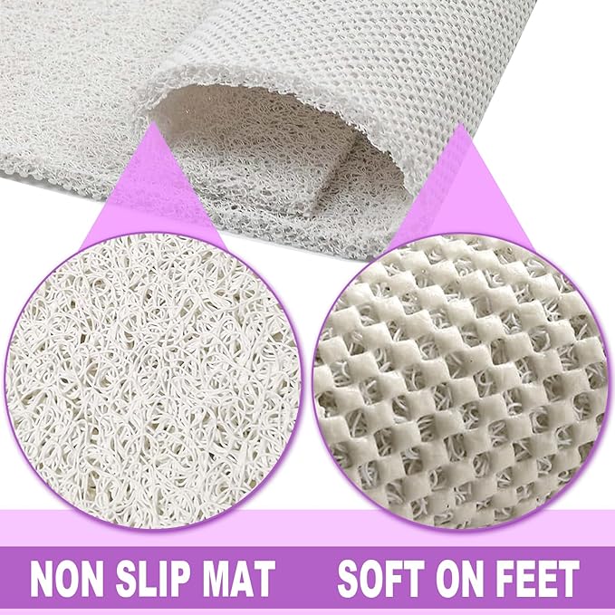 Shower Mats Non Slip for Elderly, 24x32’Lager Loofah Bath Mats for Shower, Non-Slip Bath Mat for Elderly-Wihte