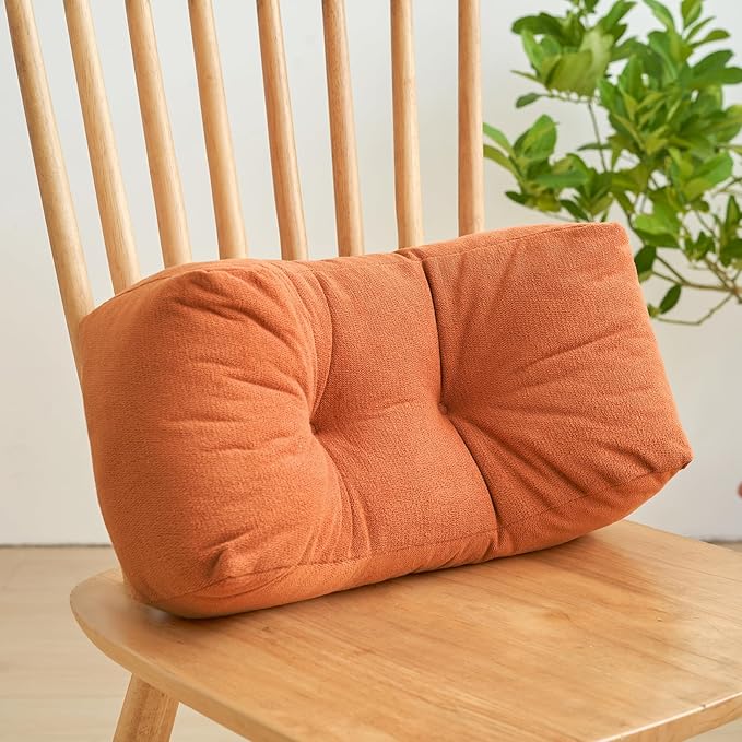 Lumbar Support Pillow Small Lower Back Pillow for Office Chair, Car Seat, and Desk Chair Ergonomic High-Elasticity Cushion for Pain Relief and Comfort on Sofa, Bed, or Travel (Orange)