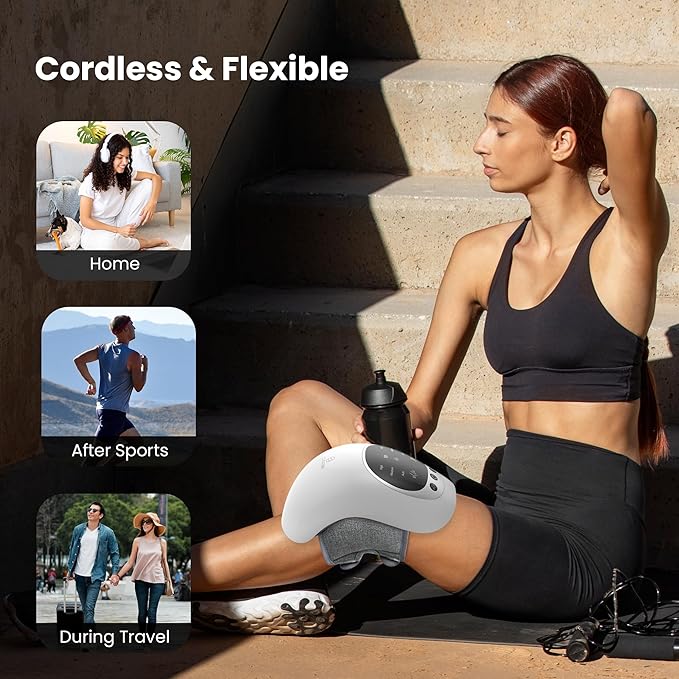 COMFIER Cordless Knee Massager with Heat,Vibration Knee Pain Relief,Red LightTherapy,Upgraded Heated Knee Brace with 18.9 Inch Knee Straps, Rechargeable Knee Massage with Large LED Screen,Gift