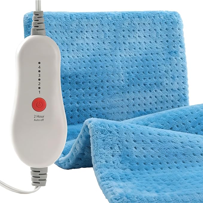 ESTINGO Electric Heating Pad FSA Eligible, Heated Pad for Back Neck Shoulder Pain Relif, Heating Pad for Period Cramps with 2H Auto Shut Off and 4 Heating Levels, 12"x24" Royal Blue