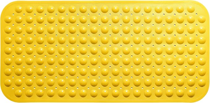 Large Non-Slip Bathtub & Shower Mat 31”x16” (Smooth/Non-Textured Tubs Only) Safe, Clean, Machine-Washable, Superior Grip&Drainage, Vinyl, Opaque Yellow