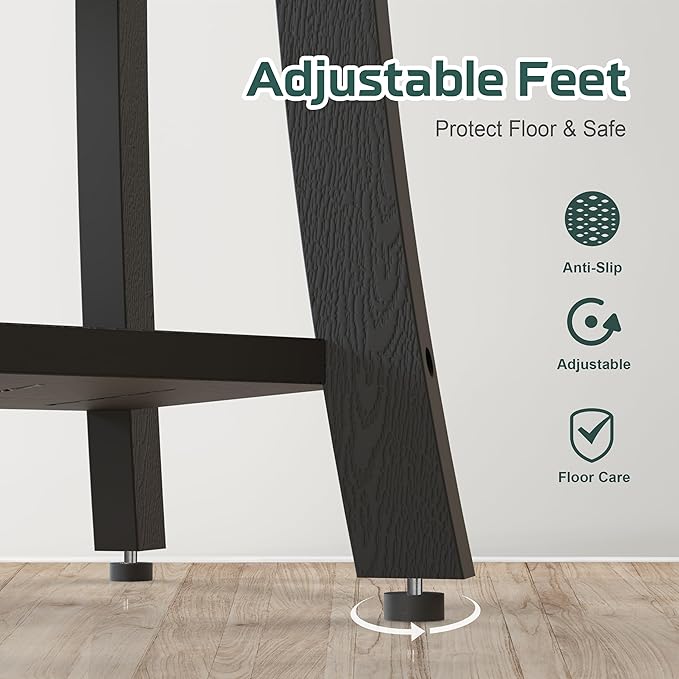 Waterproof Shower Benches for Inside Shower, Poly Lumber Shower Stool with Storage Shelf & Adjustable Feet, SPA Bathroom Seat Chair for Shaving Legs, Indoor or Outdoor Use, Black
