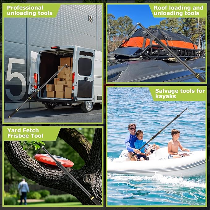 Truck Cargo Grabber, Telescoping Pickup Truck Bed Retriever Tool Black Steel Tube Telescoping 33-74" to Conveniently Store the CAR TRUCK RV Tools to Avoid Climbing Truck Bed Efficient Cargo Retriever