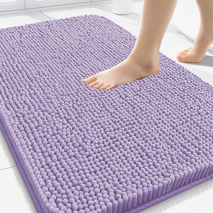 Arotive Bathroom Rugs 30x20, Extra Soft Absorbent Shaggy Chenille Bath Rugs, Machine Washable Rubber Backing Non-Slip Bath Mats for Bathroom Floor Tub and Shower, Home Decor Accessories,Lavender