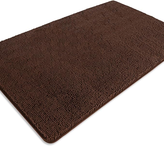 Bathroom Rugs 36 x 60 Inch – Extra Large Bath Mat | Absorbent and Washable Thick Chenille Bath Rugs Non-Slip Runner Rug for Bathroom, Shower, Tub(Brown)