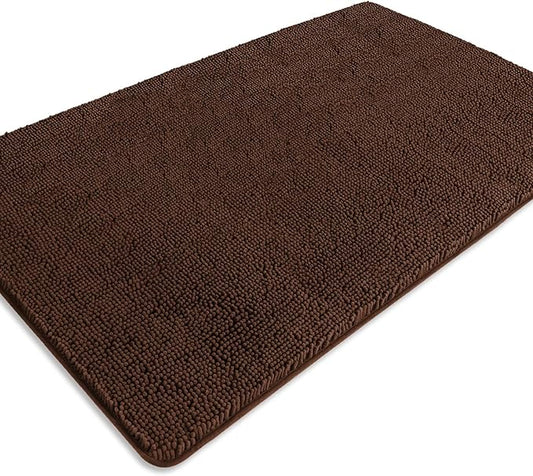 Bathroom Rugs 36 x 60 Inch – Extra Large Bath Mat | Absorbent and Washable Thick Chenille Bath Rugs Non-Slip Runner Rug for Bathroom, Shower, Tub(Brown)