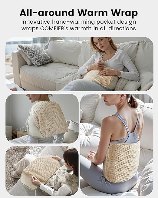 COMFIER Heating Pad for Back Pain Relief,Lower Back Massager with Heat with Hand Warmer Pocket,Extra-Large Size 61",Back Heating Pad for Period Cramps,Fast Heat Pad