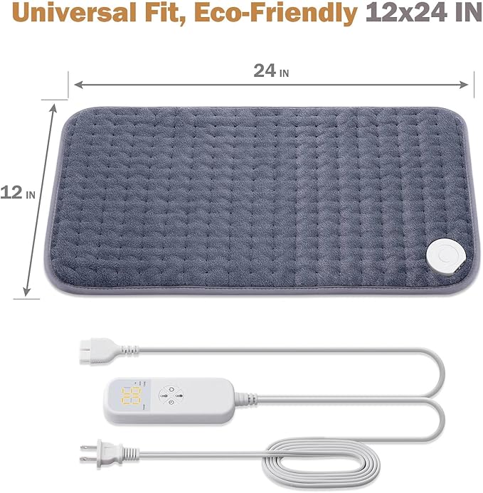 Christmas Gifts Heating Pad for Back, Neck, Shoulder Pain & Cramps Relief, Electric Heating Pad with 6 Heat Settings, Auto-Off, Moist Dry Heat Options, Gifts for Women, Men, Mom, Dad, Wife, Husband