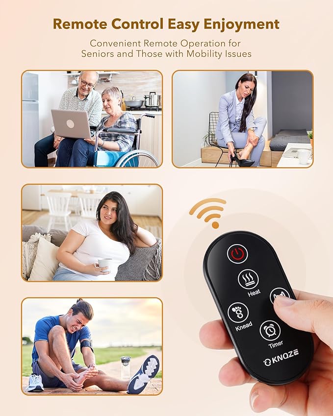 KNQZE Foot Massager with Heat and Remote, Shiatsu Deep Kneading Feet Massager for Plantar Fasciitis & Neuropathy, Foot Warmer, Gifts for Mom Women Men Dad, Fits Up to Men Size 12(Gray)