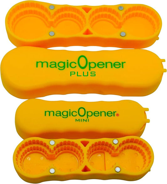 magic Opener COMBO – 1 mO MINI for small plastic caps & 1 mO PLUS for larger plastic caps See Pictures for Better Understanding – Soda Opener - Water Opener | Twist-off | Good for 16 sizes | Help Aids