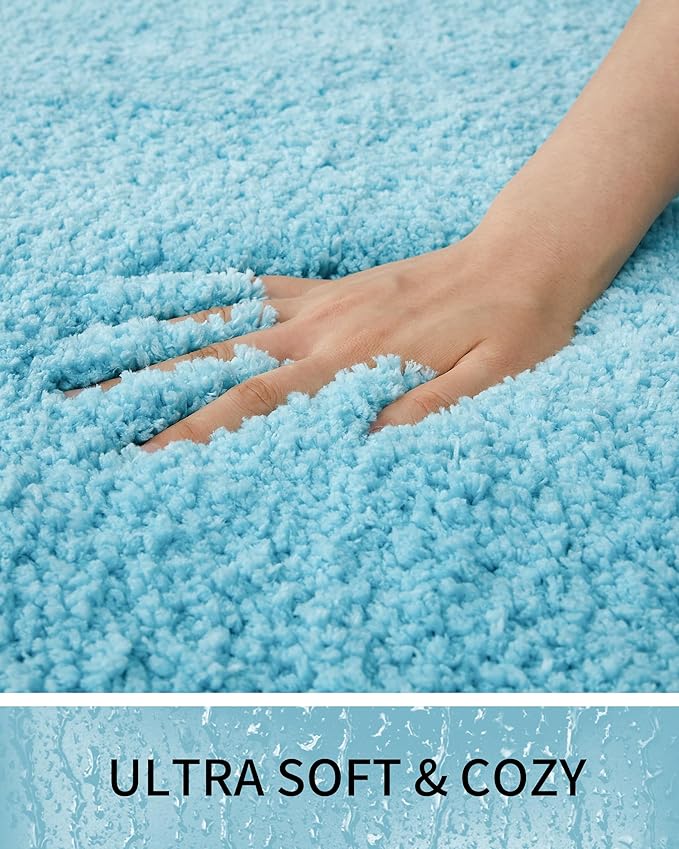 Bathroom Rugs Non Slip Washable 36x24, Ultra Thick Soft Microfiber Absorbent Bath Mats, High Density Foam Latex Non Slip Backing Bath Rugs, Fluffy Floor Carpet for Tub&Shower, Teal
