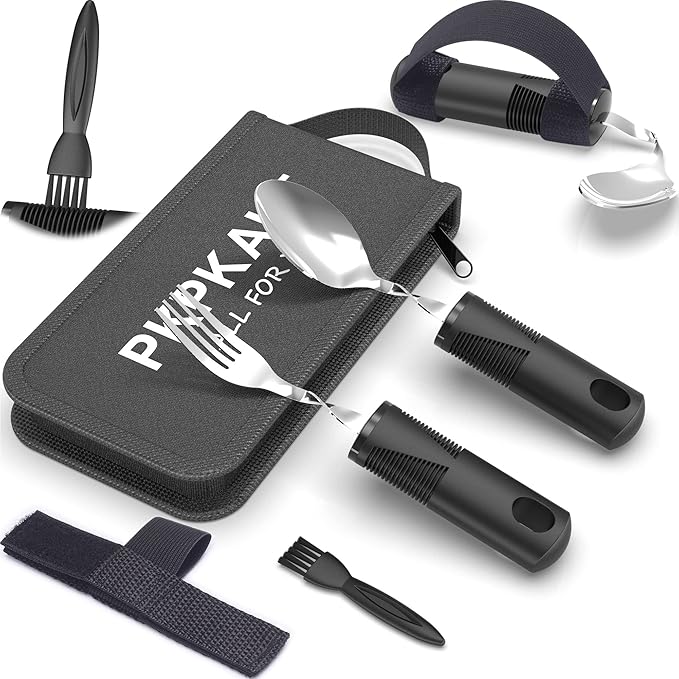 Adaptive Utensils for Parkinsons Patients Elderly, Weighted Utensils for Hand Tremors, Parkinsons Eating Utensils for Disabled People, Weighted Silverware for Hand Tremors Arthritic Hands