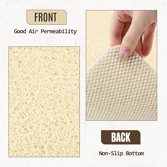 Joyhalo Shower Mat Bathtub Mat Non Slip, Bathmats Non Slip, Quick Drying Foot Scrubber Loofah Mats for Shower, Tub, Bathroom, Home, 24x24inch, Beige