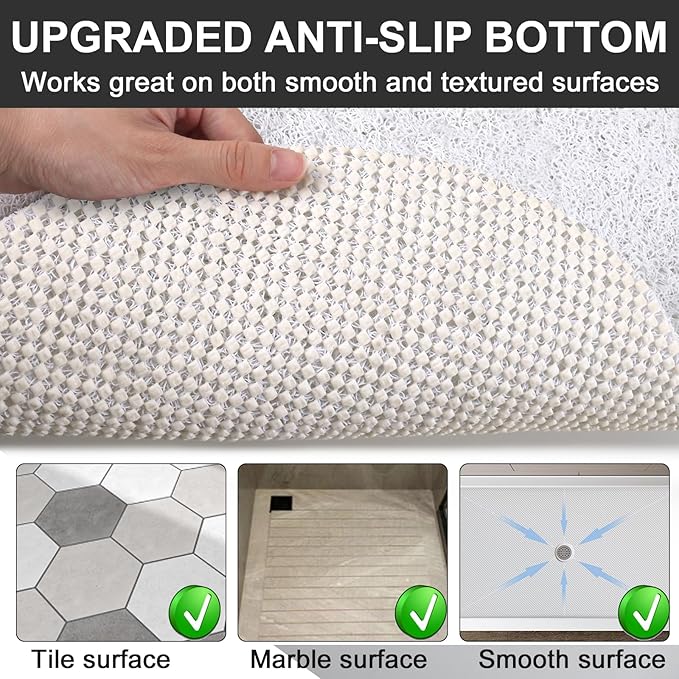Non Slip Shower Mat: 32x32 inch Round Shower Mats for Inside Shower with Central Drain Hole, Soft Loofah Shower Floor Mat for Standing Shower Stall, RV, Tile Fiberglass Shower Pan, Quick Dry