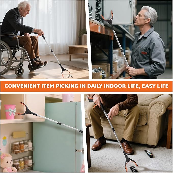 32.65"Grabber Reacher Tool, Foldable Trash Picker, 360°Rotating Grabber with Magnetic for Seniors and Disabled