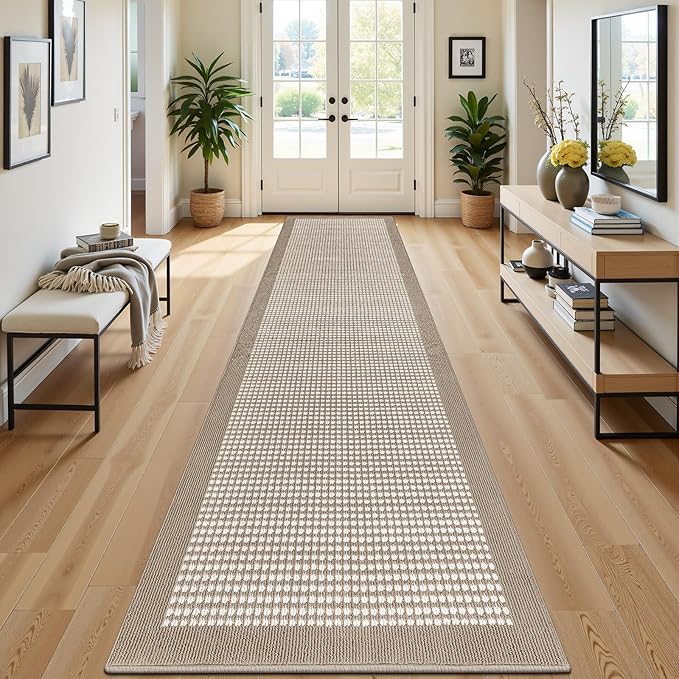 Ileading Runner Rug for Hallways 3'x14' Heavy-Duty Durable Entryway Floor Mat with Non Slip Rubber Backing Low-Pile High Traffic Carpet Machine Washable Accent Rugs for Kitchen, Living Room