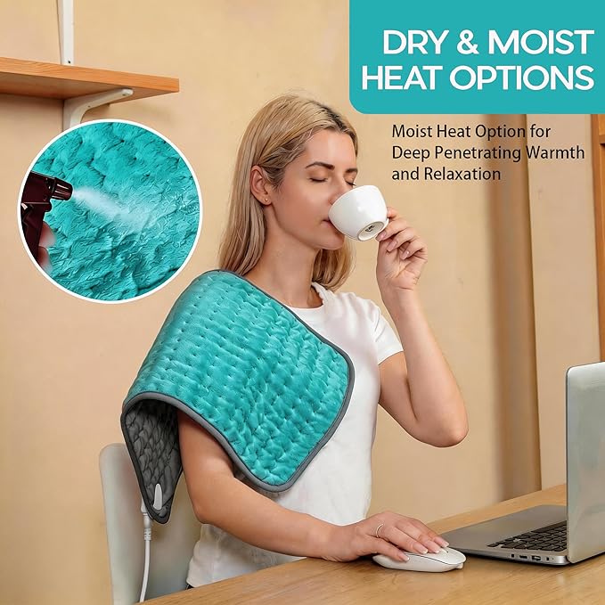 Cyan Heating Pad for Gifts Soothing Heat Therapy for Women & Men, Perfect Christmas, Mothers Day, Birthday Gifts fo r Her, Dad Gifts & White Elephant Gift, Cozy Stocking Stuffer for Men