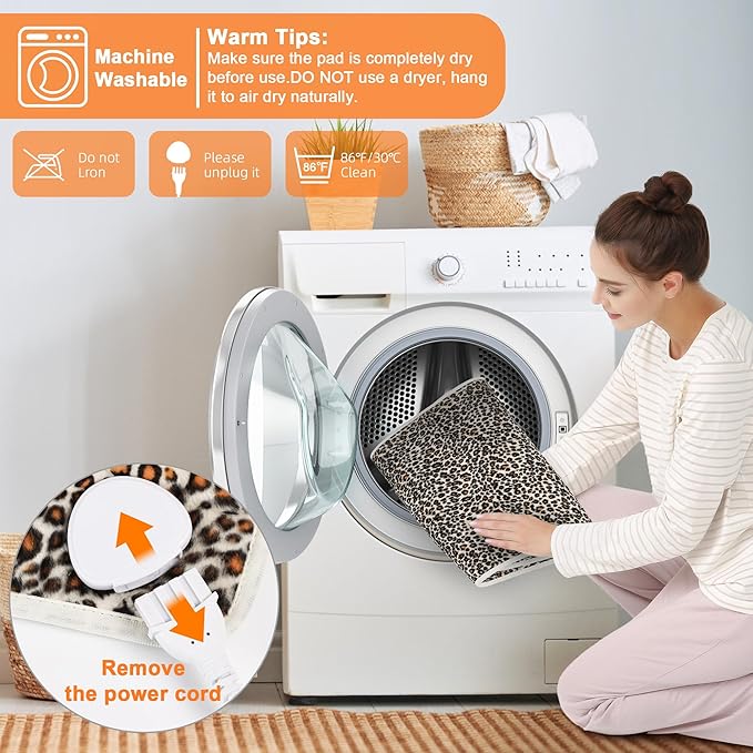Deepsoon Heating Pad,Electric Heating Pads for Back,Neck,Moist Heating Pad for Abdomen Shoulder Knee Legs,Dry/Moist Heat&Auto Shut Off,Mother's Day Birthday for Men and Women,Leopard Print,33x17 Inch