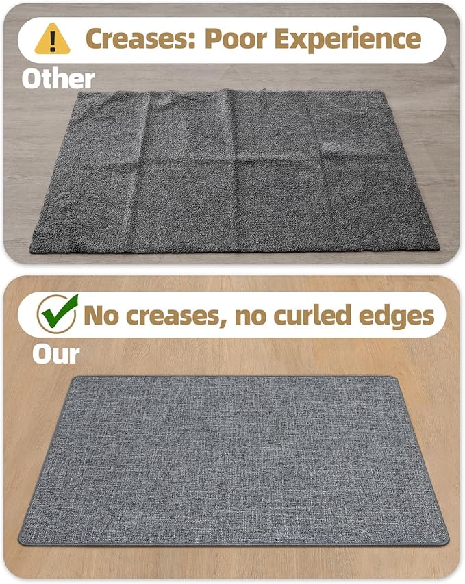 Color&Geometry Ultra Thin Indoor Door Mat (Rolled-up NO Creases) 36"x56", Non Slip Rubber Backed Dirt Trapper Door Mat Indoor Entrance, Low Profile Entryway Mat, Easy Clean, Dark Grey Linen