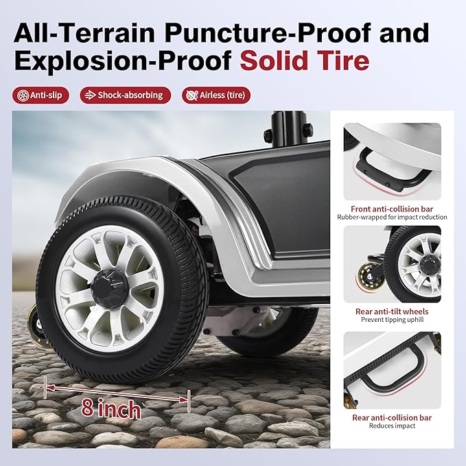 Foldable Mobility Scooter for Seniors - 418 LBS Weight Capacity, Tight Turning Radius, Easy to Use & Fold, Fits in Car Trunk, 21.7-Mile Range, 360° Seat