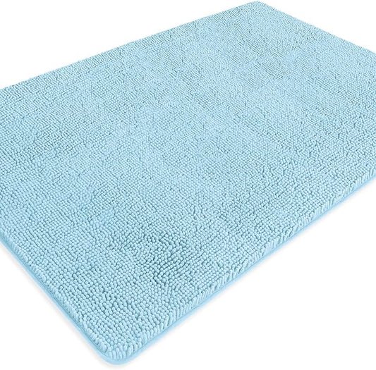 Bathroom Rugs 40 x 60 Inch – Extra Large Bath Mat | Absorbent and Washable Thick Chenille Bath Rugs Non-Slip Runner Rug for Bathroom, Shower, Tub(Light Blue)