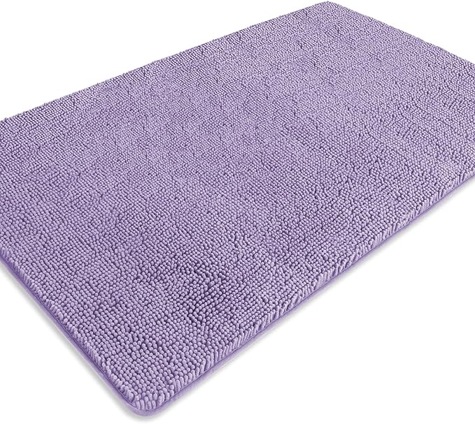 Bathroom Rugs 36 x 60 Inch – Extra Large Bath Mat | Absorbent and Washable Thick Chenille Bath Rugs Non-Slip Runner Rug for Bathroom, Shower, Tub(Lavender)