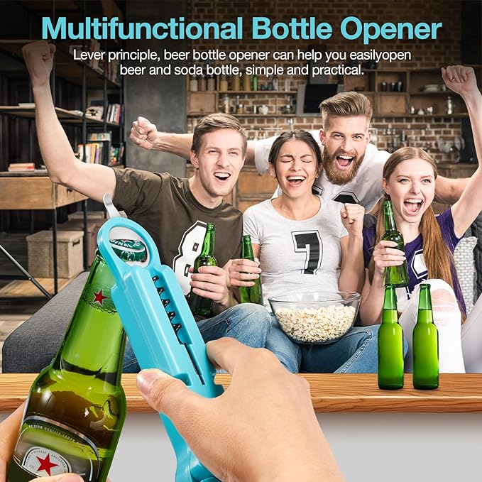 7-in-1 Jar Opener for Seniors – Magnetic adjustable Jar Opener & Bottle Opener for Arthritis, Weak Hands, Easy-Grip Kitchen Lid Opener Gadgets (Teal)