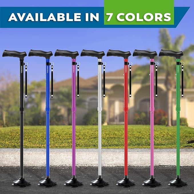 HONEYBULL Walking Cane for Men & Women Foldable, Adjustable, Heavy Duty, Free Standing, All Terrain, Collapsible Walking Sticks for Seniors & Adults
