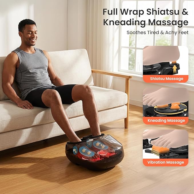 COMFIER Foot Massager with Heat,FSA Eligible HSA Store,Kneading,Vibration,Compression,Pause Function,Shiatsu feet Massager for Plantar Fasciitis Neuropathy, Women,Men,Size 13