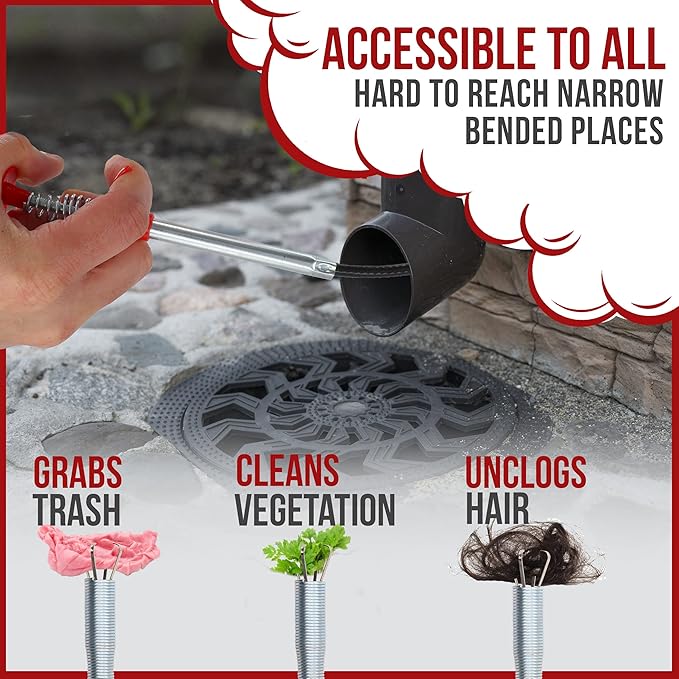 22" Snake Drain Clog Remover - Used as Hair Clog Remover for Sink, Shower, and Bathtub - Dryer Vent Cleaner, and as a Flexible Grabber Tool for Hard to Reach Places (3 Pack) - By RAM-PRO