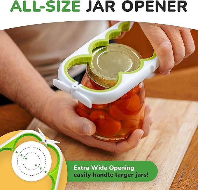Healthy Seniors Jar Opener for Weak Hands and Seniors with Arthritis, 5 in 1 Multi Function Bottle Opener Lid Opener For Arthritic Hands with Non Slip Gripper For Opening Jars And Bottles (Green)