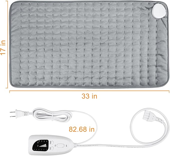 33"x17" Electric Heating pad for Back Neck Shoulder Knee Arms Legs- Electric Heat Pads with 6 Heat Settings & Auto Shut Off &Dry/Moist Heat Heating Pad for Birthday Mother Father Gril Men Women