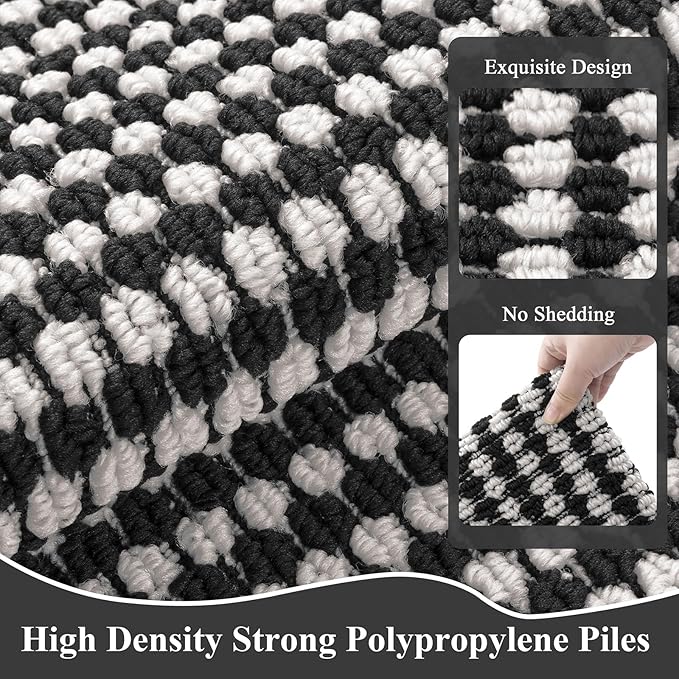 Ileading Runner Rugs for Hallway 2'x8' Non Slip Farmhouse Long Kitchen Floor Mats with Rubber Backing Absorbable Throw Rugs Machine Washable Indoor Helloween Decor Carpet for Entryway（Black&White）