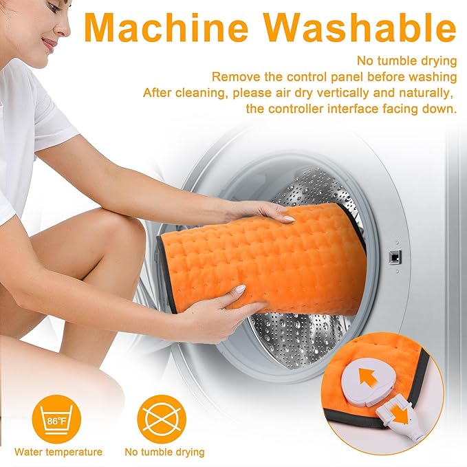 Deepsoon Heating Pad,Electric Heating Pads for Back,Neck,Moist Heating Pad for Abdomen Shoulder Knee Legs,Dry/Moist Heat&Auto Shut Off,Mother's Day Birthday for Men and Women,Orange Black,24x20 Inch