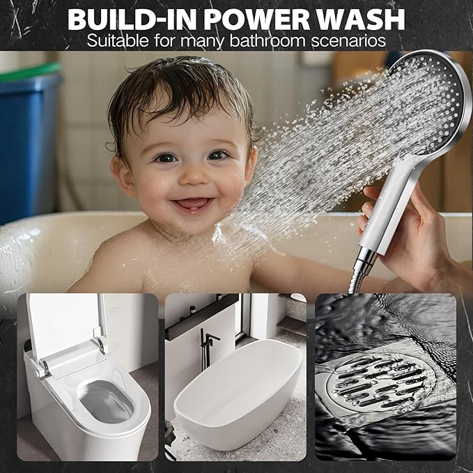 Shower Head,12”Rain Shower Head with Handheld Spray Combo and Adjustable Extension Arm/Shower System,High Pressure Rain Fall Hose,Chrome
