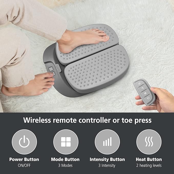 Snailax Vibration Foot Massager with Heat, Remote Control, Adjustable Vibration Speed Electric Massager Machine for Circulation, Plantar Fasciitis, Pain