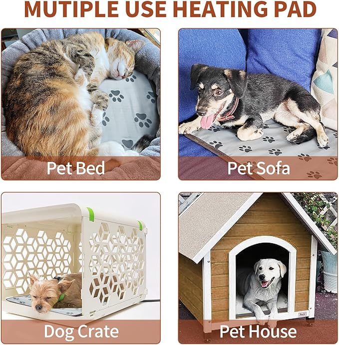GOLOPET Cat Heating Pad 18x18 in with Smart Thermostat Switch and Power Line Protection Tube,Obtained MET and UL Dual Certification,Waterproof Pet Heating Pad for Cats-Rose