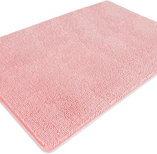 Bathroom Rugs 40 x 60 Inch – Extra Large Bath Mat | Absorbent and Washable Thick Chenille Bath Rugs Non-Slip Runner Rug for Bathroom, Shower, Tub(Pink)
