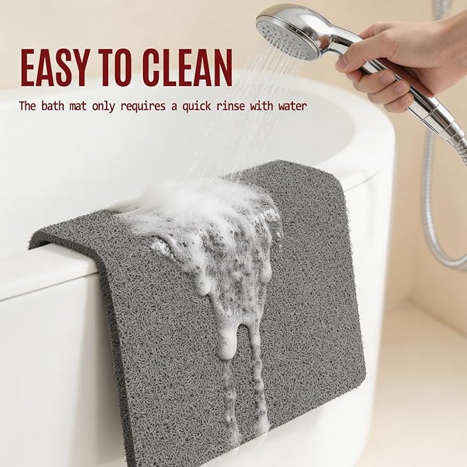 Joyhalo Shower Mat Bathtub Mat Non Slip, Bathmats Non Slip, Quick Drying Foot Scrubber Loofah Mats for Shower, Tub, Bathroom, Home, 30x17inch, Grey