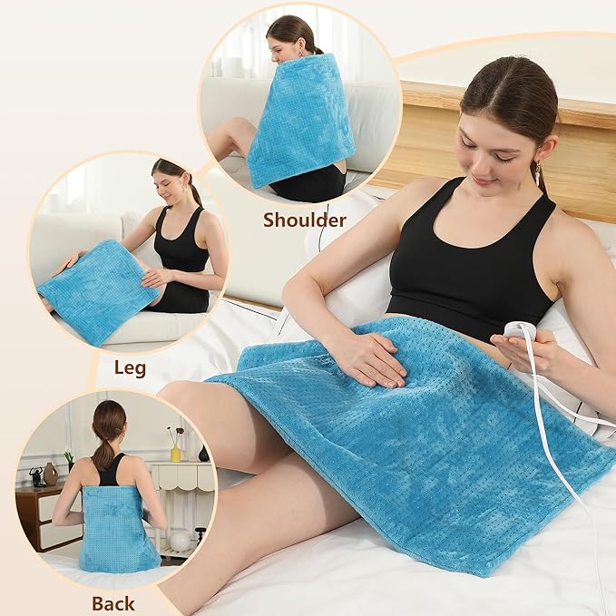 ESTINGO Electric Heating Pad FSA Eligible, Heated Pad for Back Neck Shoulder Pain Relif, Large Heating Pad for Period Cramps with 2H Auto Shut Off and 4 Heating Levels, 18"x33" Royal Blue