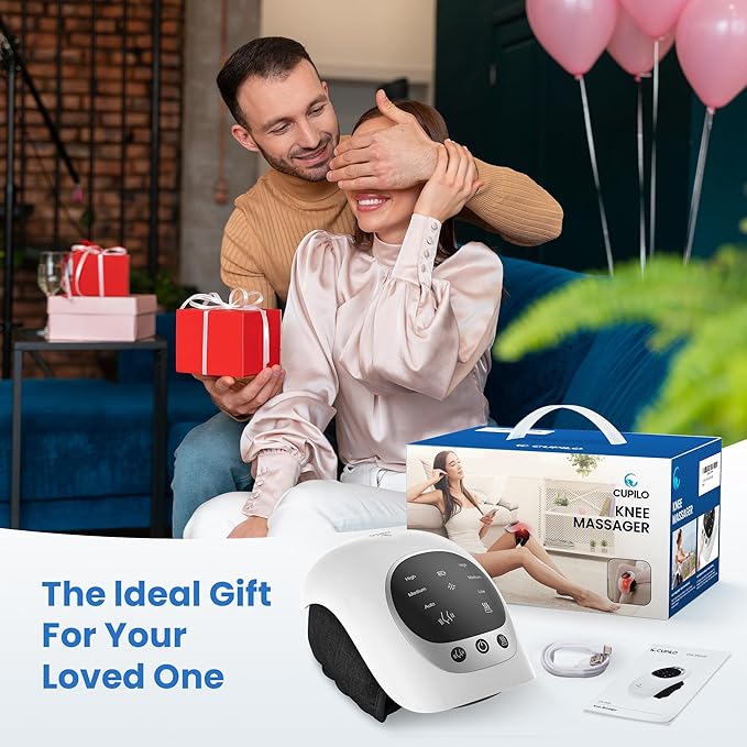CuPiLo FSA Eligible Knee Massager with Heat and Red Light for Pain Relief, HSA Eligible Cordless Knee Massager with Vibration for Comfort & Relaxation, Gift for Mom, Dad, Grandma & Grandpa, Seniors